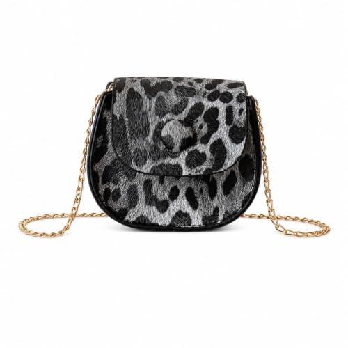 Mini exquisite leopard print handbag, small shoulder style Tiny Compact Stylish Accessory for Essentials - color: Black