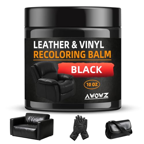 Leather Recoloring Balm - Scratch Repair & Color Restore Kit for Faded Leather, Leather Couch & Car Seats - 10OZ Leather Restorer Balm for Furniture, Auto Interior, Vinyl, Accessories (Black) - color: Black, size: 10 OZ