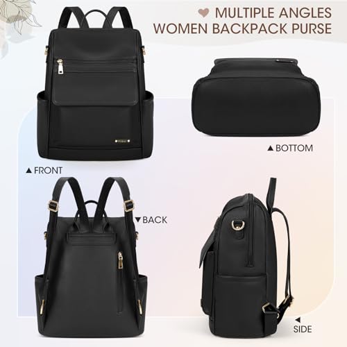 NUBILY Backpack Purse for Women Leather Anti-Theft Mini Backpack Fashion Designer Handbag Convertible Travel Bag Ladies Shoulder Bags, Black - color: Black