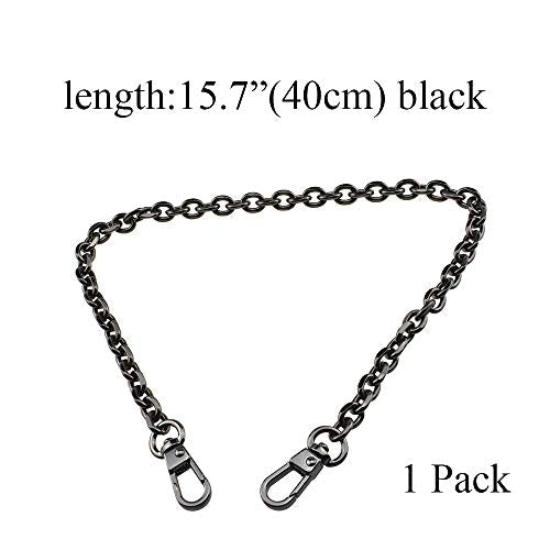 HAHIYO Mini Pochette Purse Chain Strap Thin Wide 6mm for LV Length 15.7 Inches Thick 2mm Shiny Black for Handbag Wallet Clutch Comfortable Flat Metal Strap 1 Pack - size: Black 15.7 Inches Length