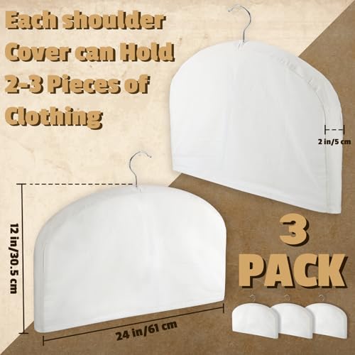 Tranqun 3 Pack 100% Cotton Shoulder Covers for Hanging Clothes Breathable