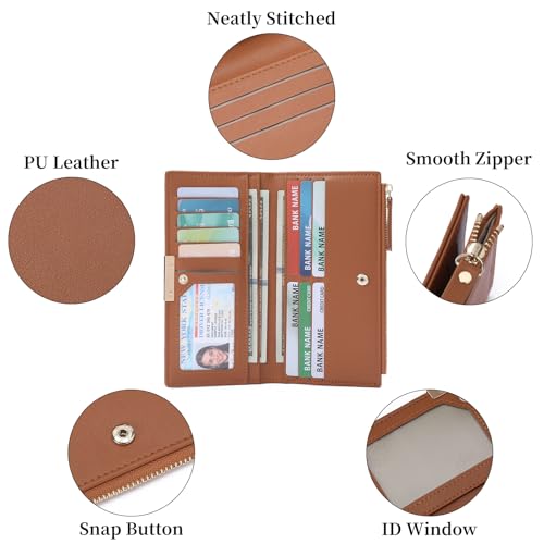 Slim Women's Wallet Ladies Credit Card Holder Bifold RFID Blocking - color: A05 Brown