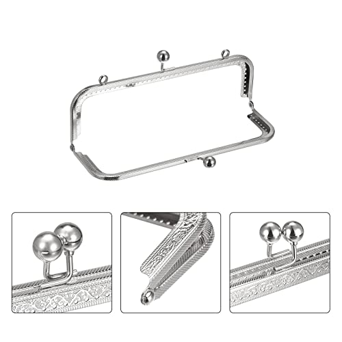 uxcell Metal Purse Frames - 8.07" 4Pcs Kiss Lock Clasp Frame Rectangle Embossed Clutch Frame Handles for Coin Purse Sewing Bag Making DIY Craft, Silver Tone - color: Silver Tone