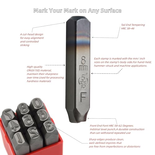 27pcs Heavy Duty Steel Stamp Uppercase Letter 3/64 1mm Hand Stamping Character Mark Code Alphabet Punch Kit for Bracelet Ring Jewelry Sheet Metal Plate Making Mold Die - size: 1mm Letter