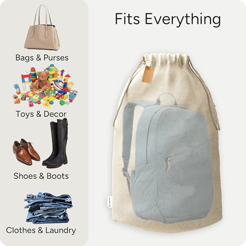 LEAFICO Reusable Produce Storage Bags - XX-Large 19x23 3 Pack - Breathable Muslin Fabric Sacks with Drawstrings – Dust-Proof Travel Cotton Bags for Laundry, Clothes, Purses - size: XX-Large 19x23"(3pack)