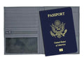 Grey RFID Genuine Leather Passport Wallet - color: Grey