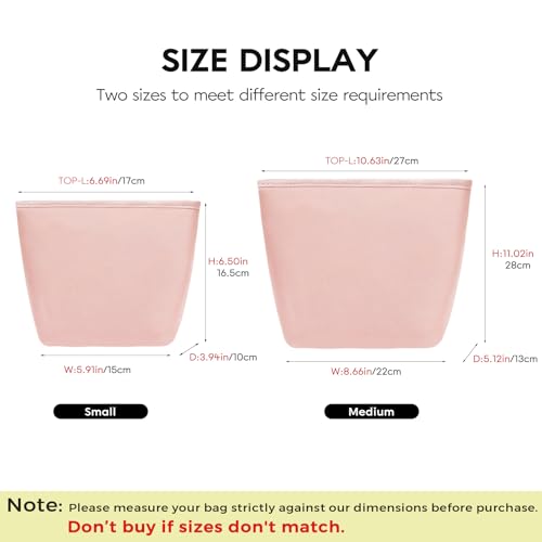 GIVLEFLY Satin Purse Organizer Insert for Bucket Bag, Silky Polyester Handbag Liner, Lightweight Structured Purse Shaper for Women,zipper pink medium - color: Pink Zipper, size: Medium