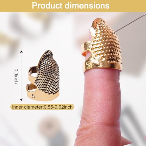 1 Pcs Adjustable Metal Sewing Thimble Finger Protector Open Top Ring Thimble Fingertip Shield for Quilting Embroidery Hand Sewing Tool(Copper, S) - color: Copper|S