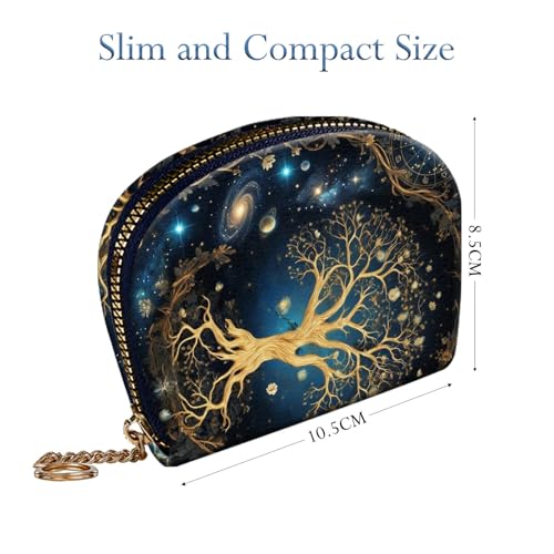 RFID Credit Card Holder Wallet for Women, Small Leather Card Case with Zipper Keychain, Slim Accordion Card Organizer for Cash Coins ID Business Cards,Aesthetic Tree of Life - color: Aesthetic Tree of Life, size: Wallet-B