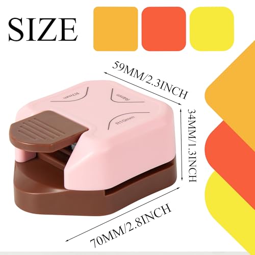 QIQQIKIN Corner Rounder Punch Pink,Paper Punches for Crafting,Cardstock,Edge Cutter,Scrapbook,Card Making Supplies,Journaling Accessories, Photos Cards Scrapbooking - color: Pink Brown R4+R7+R10