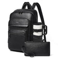 Leather Laptop Backpack for Women Fits 17" Laptop, with RFID Wristlet Purse - color: Black