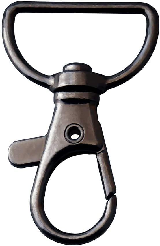 50pcs Swivel Lobster Claw Clasps Snap Hook with 20mm D Ring for DIY Handbag Purse Straps Belting Leather Craft (Gun Metal) - color: Gun Metal