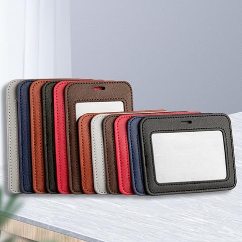 1 Pack Badge Holder, Leather ID Badge Holder with Window, ID Card Holder | Vertical ID Holder, ID Card Holder for Office Factory Nurses School Teacher Students - color: Black, size: 1 Pcs