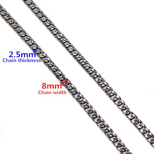 31.5" Black Purse Chain Strap Replacement for Shoulder Underarm Handbags | DIY Iron Flat Chain Strap with Metal Buckle Replacement for Purse, Underarm Bag Shoulder Bag Handbags - color: Gun-black, size: 31.5"