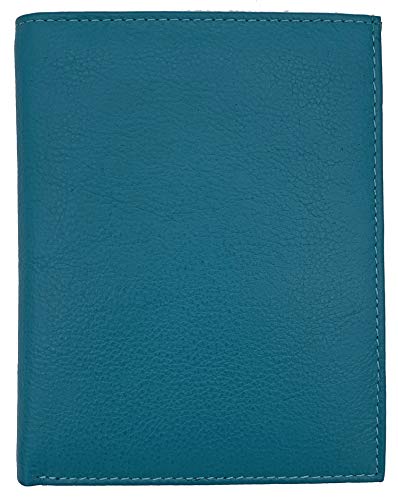 Teal RFID Genuine Leather Passport Wallet - color: Teal