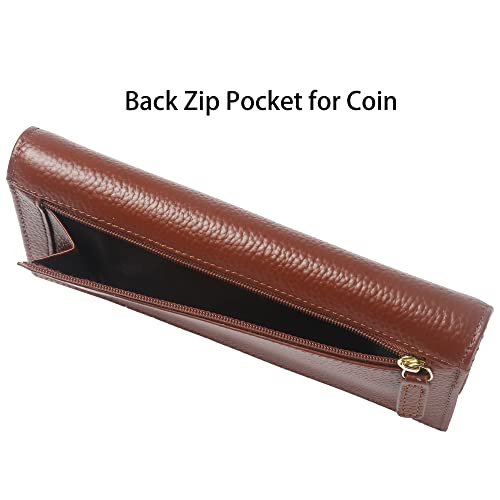 Ultra Slim Thin Leather Women Wallet RFID Blocking Credit Card Holder Bifold Long Ladies Billfold - color: 2- Coffee