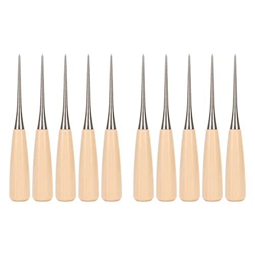 Wooden Handle Awl, Stainless Steel Hole Punch Tool, Comfortable DIY Sewing Drillable Craft, with Case Guard for Leather Canvas Shoes