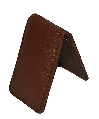 Men's New Leather Strong Magnetic Money Clip (Brown) - color: Brown