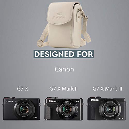 Mega Gear MG1416 Canon PowerShot G7 X Mark II, G7 X Leather Camera Case with Strap, PU Leather, White - color: White