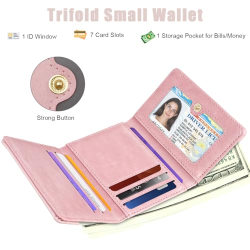 Crocodile Wallets Women Small Luxury Faux Leather Alligator Wallet | Chic RFID Blocking Womens Trifold Credit Card Holder Ladies Mini Purse, Pink Croc - color: Pink