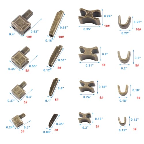 Coufce 12 Sets Metal Zipper Stopper Slider Replacement | Metal Zipper Latch Slider, Retainer Insertion Pin, For Jackets Coats, DIY Sewing, Size 10/8/5/3