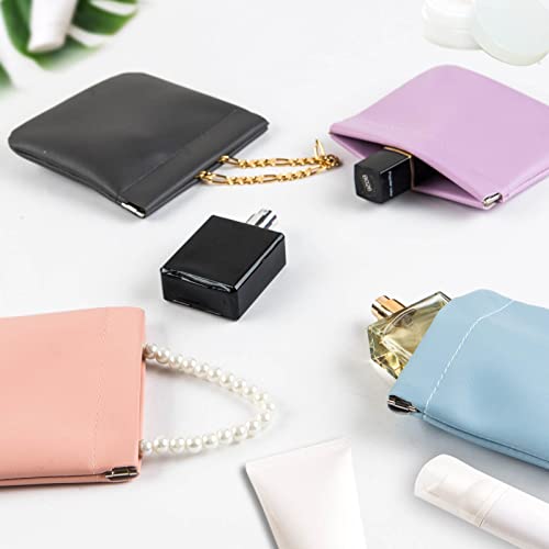 CANIPHA 8pcs Lambskin Pocket Cosmetic Bag, Waterproof Portable Small Makeup Bag No Zipper Self-closing Pouch for Women Mini Travel Storage Cosmetics Headphones Jewelry - color: 8pcs