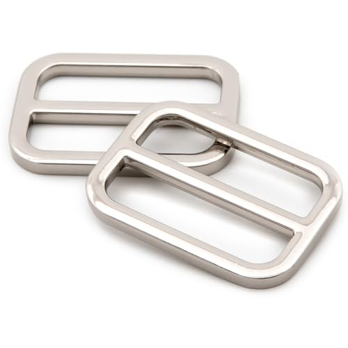 Loosco Flat Metal Adjuster Belt Sliders, 10 PCS Buckle Triglide for Strap Keeper Leathercraft Bag Belt Adjuster (Silver,1 1/4") - color: Silver, size: 1 1/4"