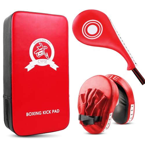 3-in-1 Boxing Training Set, Punching Mitts, Kick Pad and Target Paddle | Martial Arts Target Training Paddle for Taekwondo Karate MMA, Boxing Equipment Sparring for Kids, Teens & Women - style: 3 in 1 Boxing Training Equipment