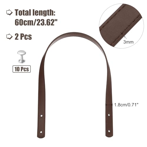 MECCANIXITY 2pcs 24 Inch (60cm) PU Leather Purse Handle, Sew On Shoulder Purse Straps Handbag Belt Band Bag Handle Bag Strap Replacement for Wallet Tote Making, Light Coffee - color: Light Coffee, size: 24 Inch