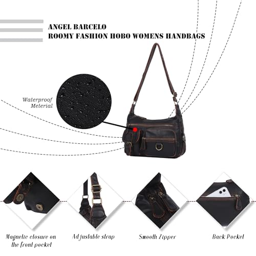 Angel Barcelo Cross body Shoulder Bag Women Soft PU Leather Purses and Handbags - color: 801-coffee