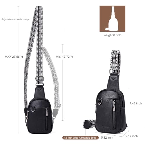 cakang Womens Sling Bag Crossbody Bags for Women Vegan Leather Sling Backpack Daypack Fanny Pack Crossbody Purse Travel - color: 5-black-mini