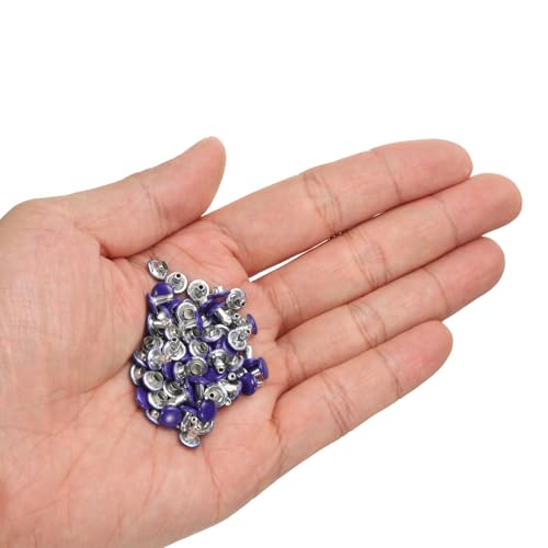 HARFINGTON 100 Sets Double Cap Leather Rivets, 6x6mm Round Cap Tubular Metal Studs Leather Crafting Rivets for Fabric Belt Pet Collar Boot Bag Repair and Decoration, Purple - color: Purple, size: 6x6mm