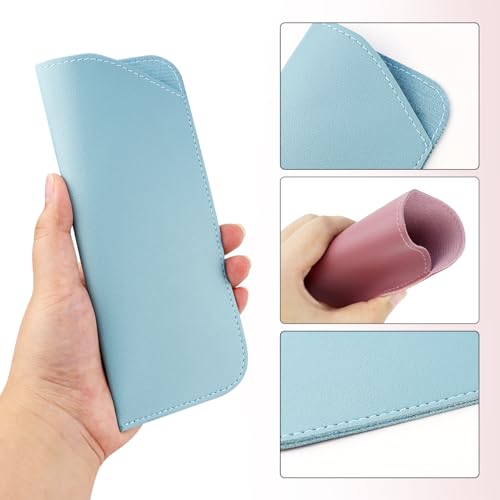 4 Pack Soft Leather Glasses Case 7x3 Inch Eyeglasses Pouch Portable PU Leather Glasses Pouch - color: 4 Light Colors