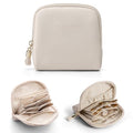 VLANDO Small Travel Jewelry Case,Velvet Pouch Bags with Zipper,Beige | Travel Essentials,PU Leather Organizer with 5 Divided Sections,Carry-On Totes,Gift for Birthday,Bride,Bridesmaid,Women,Girls - color: C.Beige