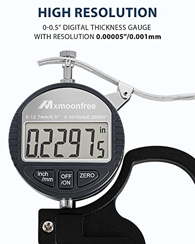 Digital Thickness Gauge 0.5inch, 0.00005"/0.001mm Resolution