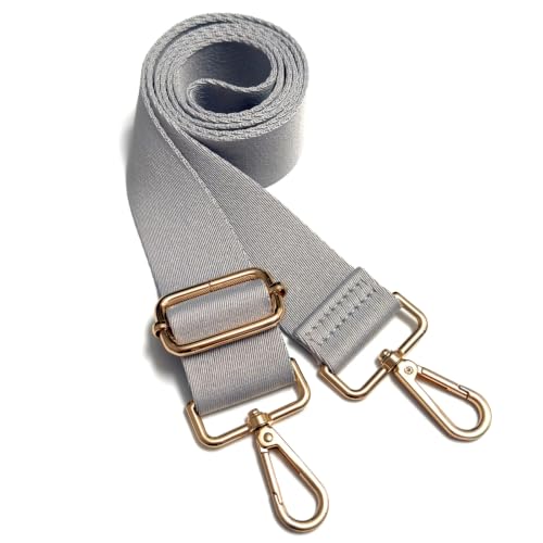 S&loyoe Thickened Solid Color Purse Straps Replacement Crossbody Bag Strap Adjustable Wide Guitar Straps for Handbags 1.5inch - color: Grey Gold Buckle