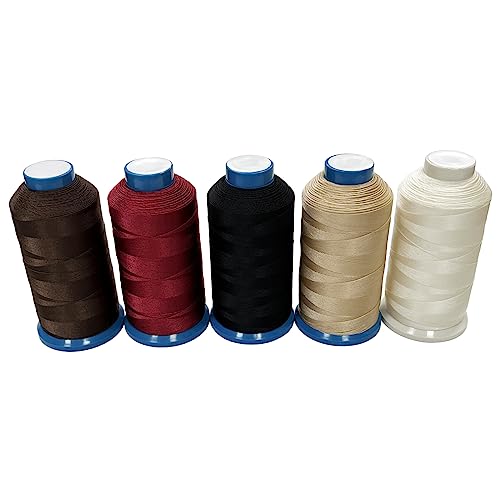 Haobase Bonded Nylon Sewing Thread 1500 Yard T70#69 for Leather, Bag, Shoes, Canvas, Upholstery with Sewing Needles Kit (Beige) - color: Beige