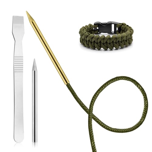 3Pcs Stainless Steel Paracord FID Set Paracord Lacing Needle Tools with Smoothing Tool Paracords Needles Lacing Stitching Weaving Needles for Laces Strings Leather Weaving and Paracords Bracelet