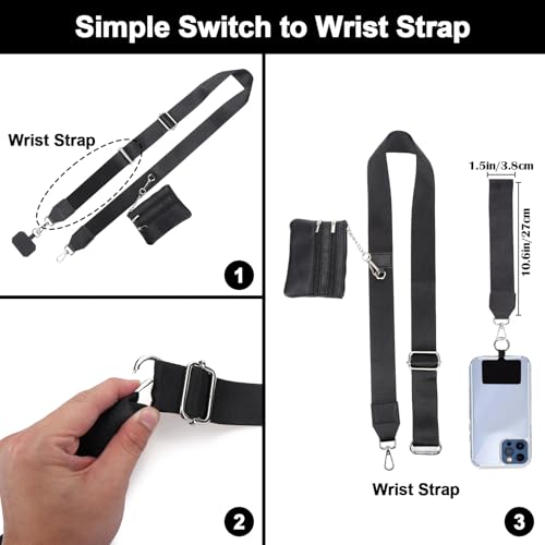 XANGNIER Clip and Go Strap for Phone with Wallet Crossbody,Black - color: Black