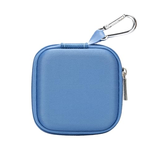 Ginsco Mini-Portable Hard Shell Square Earbuds Case for Apple EarPods/Samsung Galaxy Wired/Wireless Earbuds, Cell Phone Accessories Organizer with Carabiner for Earphones - color: Blue, size: Slim