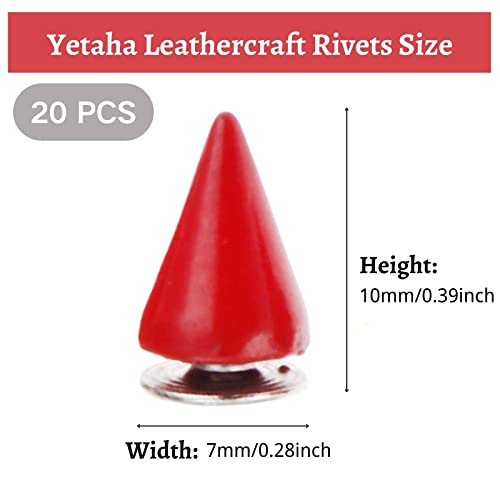 Yetaha Red 7x10MM Cone Punk Screw Back Rivet Spikes, Metal Studs - color: Red