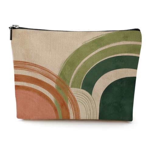 Boho Makeup Bag，Bohemian Makup Pouch Cosmetic Bags for Women Auntie Gift - color: Double Rainbow Arch 985