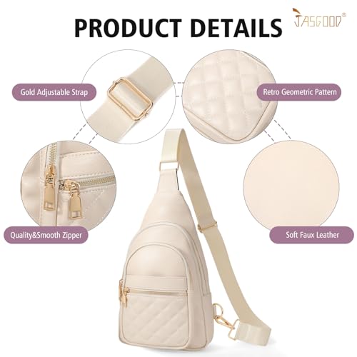 Sling Bag for Women Crossbody Leather Fanny Packs Chest Bag Fashion Sling Backpack Travel JASGOOD - color: Khaki