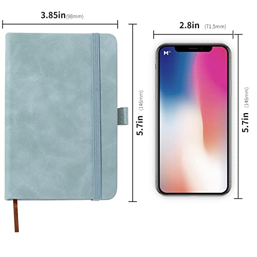 2Pack Pocket Notebook Small Notebook Journal Notebook 4 inches x 5.7 inches 200 Pages Leather Cover With Pen Holder Page Marker Ribbons(Blue) - color: Blue