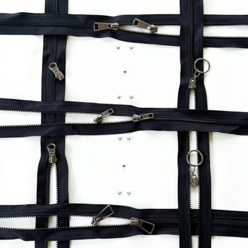 #5 Heavy Duty Metal Zipper 5 Pieces 1 Yard Long Each(Black/Black Teeth) - color: Black/Black Teeth