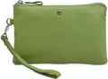 Leather Wristlet Wallet for Women Clutch Handbag Purse with Cell Phone Slot | Genuine Top Grain Leather, 8 Credit Card Slots, Detachable Strap, YKK Zipper, Gifts for Women - color: Sage Nappa