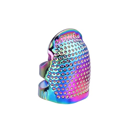 1 Pcs Adjustable Metal Sewing Thimble Finger Protector Open Top Ring Thimble Fingertip Shield for Quilting Embroidery Hand Sewing Tool(Colorful, M) - color: Colorful|M