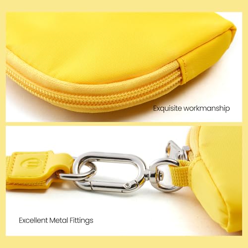 Mini Dual Pouch Wristlet Wallet for Women – Zip Around wristlet Keychain Wallet with 2 Wristlets, Ideal for Dog Walking, Coffee Runs & Lunch Break Essentials(Yellow) - color: Yellow