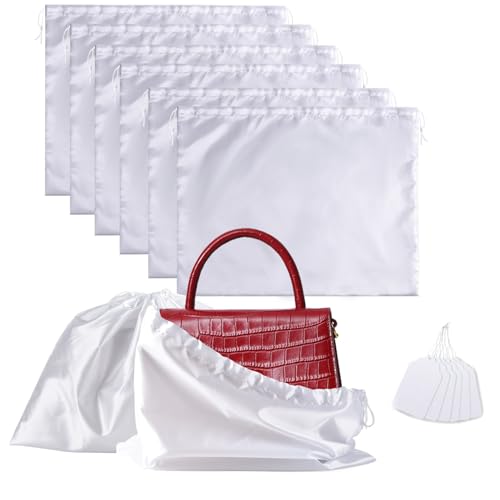6 Pack Dust Bags for Handbags, Shoe Dust Bags for Purses, Silk Cotton Purse Cover Storage Bag(White, L-23.6 × 19.6 in) - color: White-6pcs, style: L-23.6 × 19.6 in