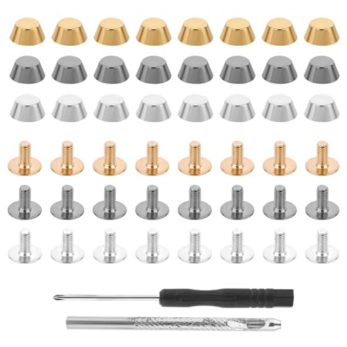 26Pcs Handbag Purse Feet Handbag Feet Nailhead Brass Studs Screw-Back Feet Flat Head Stud Metal Studs Rivet Leather Craft DIY for DIY Purse Handbag Leather Craft